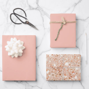 Grapefruit Perzik Glitter Bruiloftsfeest Inpakpapier Vel