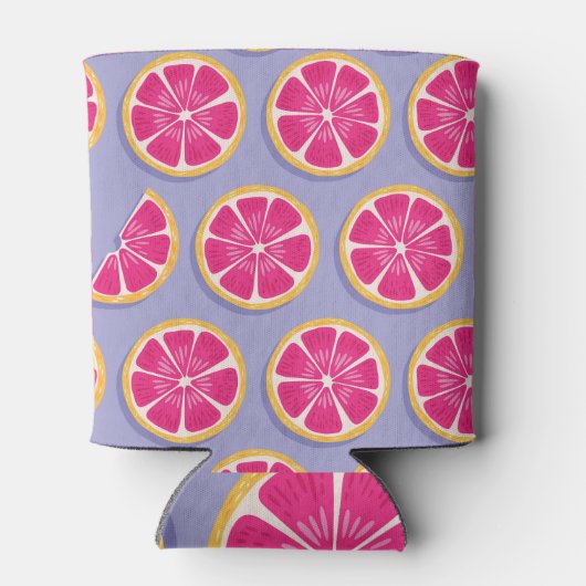 Grapefruit plakjes, levendige paarse motief. blikjeskoeler (Achterkant)