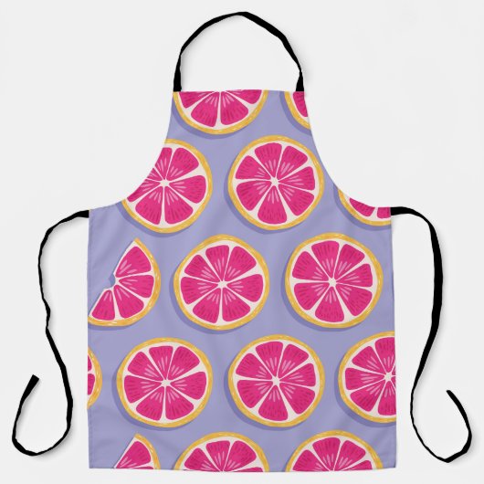 Grapefruit plakjes, levendige paarse motief. schort (Voorkant)