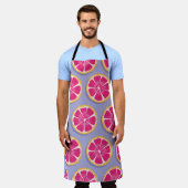 Grapefruit plakjes, levendige paarse motief. schort (Gedragen)