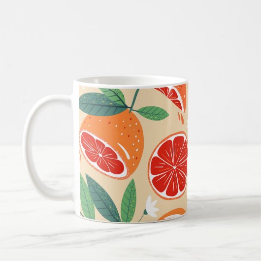 Grapefruit plakjes, modern naadloos patroon. koffiemok (Links)