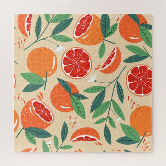 Grapefruit plakjes, modern naadloos patroon. legpuzzel (Horizontaal)
