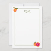 Grapefruit/pompelmoes monogram briefpapier kaart (Voorkant)