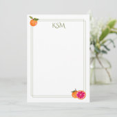 Grapefruit/pompelmoes monogram briefpapier kaart (Staand voorkant)