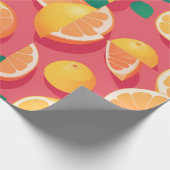 Grapefruit Retro Kleurrijk Gepersonaliseerd Patroo Cadeaupapier (Hoek)