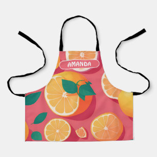 Grapefruit Retro Kleurrijk Gepersonaliseerd Patroo Schort
