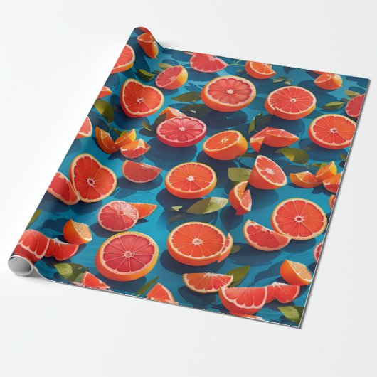 Grapefruit sappig Rainbow Custom Pattern Cadeaupapier (Uitgerold)