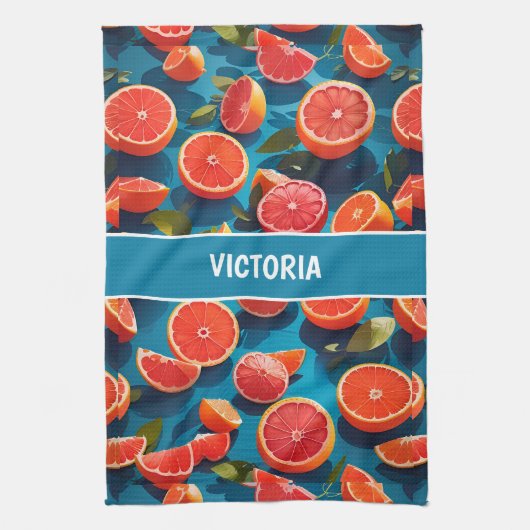 Grapefruit sappig Rainbow Custom Pattern Theedoek (Verticaal)