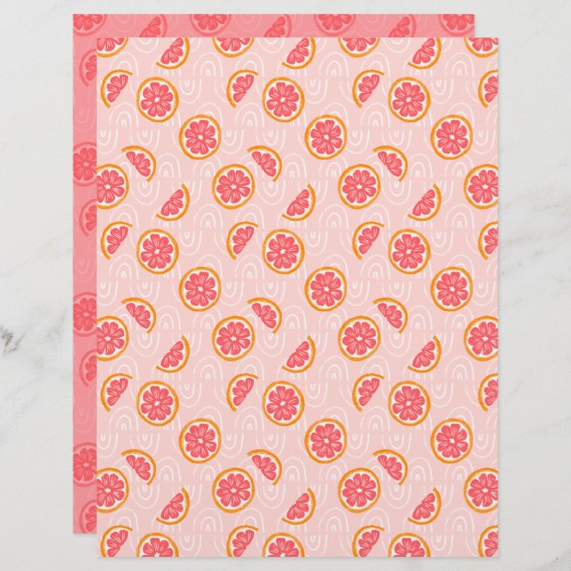 Grapefruit Scrapbook Paper (Voorkant / Achterkant)