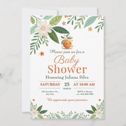 Grapefruit Sinaasappel Citrus Little Cutie baby sh Kaart (Voorkant)