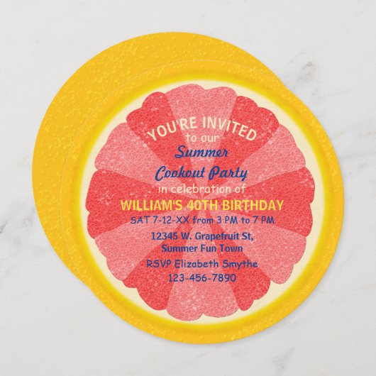 Grapefruit Slice Summer Party Cookout of Birthday Kaart (Voorkant / Achterkant)