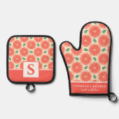 Grapefruit Slices Citrus Schattige Zomer Monogram Ovenwant & Pannenlap Set (Voorkant)