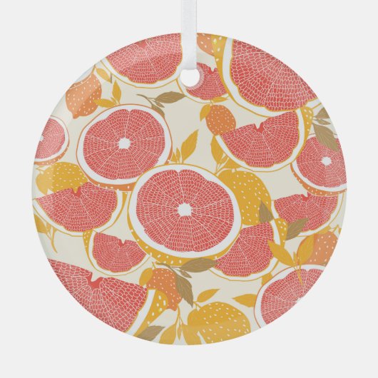 Grapefruit Slices met Bladeren Glas Ornament (Voorkant)