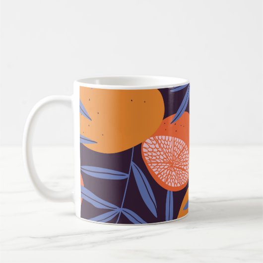 Grapefruit , tropisch fruitpatroon. koffiemok (Links)