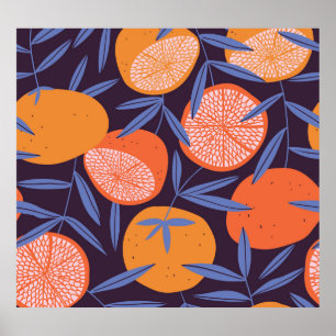 Grapefruit , tropisch fruitpatroon. poster