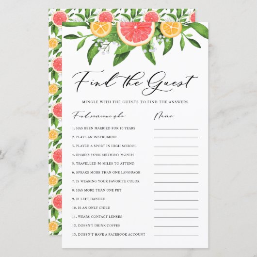 Grapefruit vindt het spel van het gastVrijgezellen (Voorkant / Achterkant)