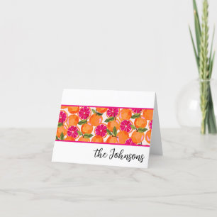 Grapefruit Waterverf monogram Bedankkaart