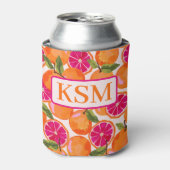 Grapefruit Waterverf monogram Blikjeskoeler (Blikje Voorkant)