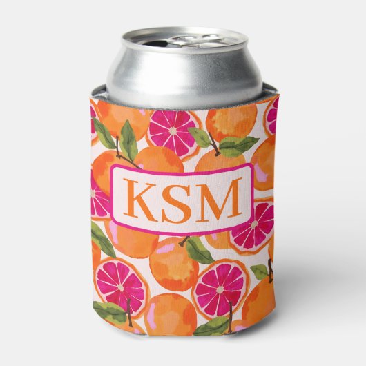 Grapefruit Waterverf monogram Blikjeskoeler (Blikje Voorkant)
