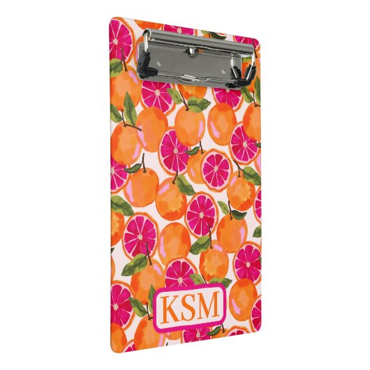 Grapefruit Waterverf monogram Mini Klembord (Schuin)