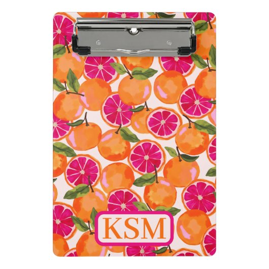 Grapefruit Waterverf monogram Mini Klembord (Voorkant)