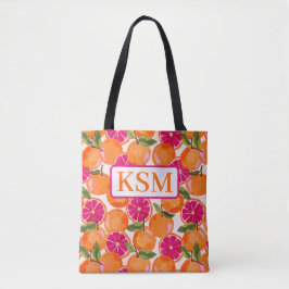 Grapefruit Waterverf monogram Tote Bag