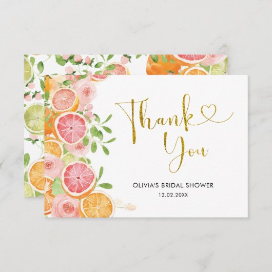Grapefruits Citrus Vrijgezellenfeest Hartelijk dan Bedankkaart (Voorkant / Achterkant)
