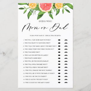 Grapefruits raad wie er Baby shower van mama of pa