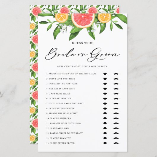 Grapefruitsap of Vrijgezellenfeest (Voorkant / Achterkant)