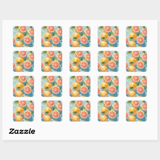 Grapefruitscheut Vierkante Sticker (Vel)