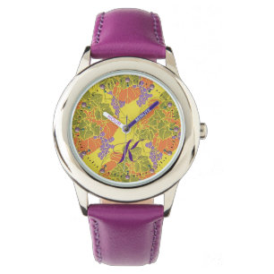 GRAPEN, DRUIVEN, GEEL PAARSE MONOGRAM HORLOGE