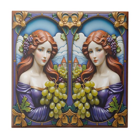 Grapeplukkers Keramische Tegels Tegeltje (Voorkant)