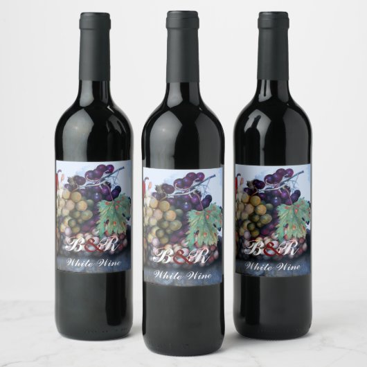 GRAPES, GRAPEVINES, PEARS, White Wine Tasting Part Wijn Etiket (Flessen)