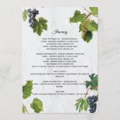 Grapes Greek Island Wedding Itinerary Programme Programmakaart (Achterkant)
