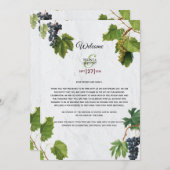 Grapes Greek Island Wedding Itinerary Programme Programmakaart (Voorkant / Achterkant)