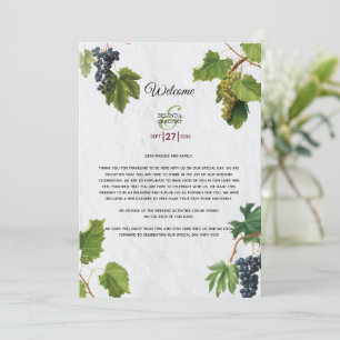 Grapes Greek Island Wedding Itinerary Programme Programmakaart