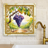Grapes Vineyard Gold Ceramic Tile Tegeltje