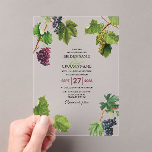Grapes Vineyard Mediterranean Greek Island Wedding Acryl Uitnodigingen