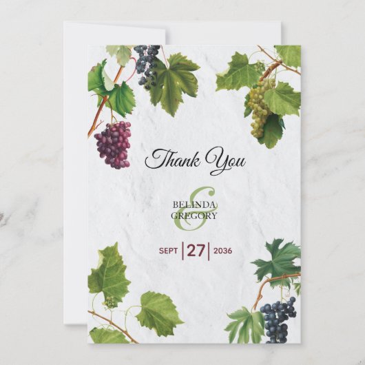 Grapes Vineyard Mediterranean Greek Island Wedding Bedankkaart (Voorkant)