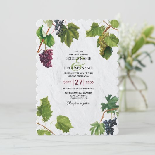 Grapes Vineyard Mediterranean Greek Island Wedding Kaart (Staand voorkant)