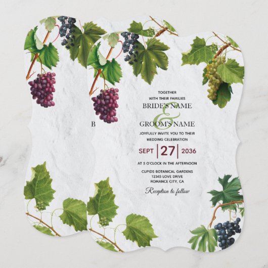 Grapes Vineyard Mediterranean Greek Island Wedding Kaart (Voorkant / Achterkant)