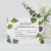 Grapes Vineyard Mediterranean Greek Island Wedding RSVP Kaartje (Staand voorkant)