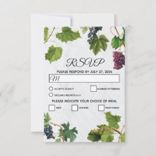 Grapes Vineyard Mediterranean Greek Island Wedding RSVP Kaartje