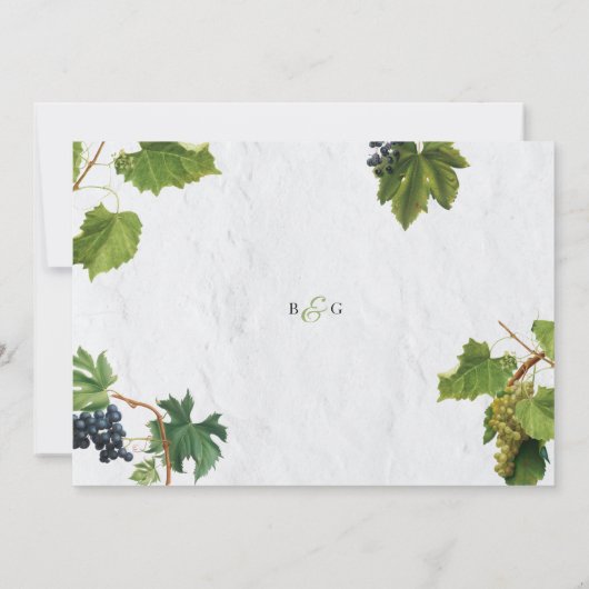 Grapes Vineyard Mediterranean Greek Island Wedding Save The Date (Achterkant)