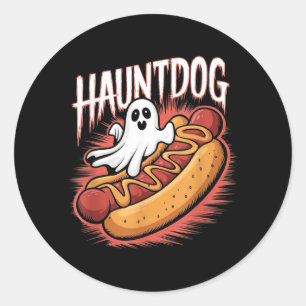 Grapeshond Grappige Geest Hotdog Halloween Kostuum Ronde Sticker