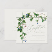 Grapevine Bedekte Cross Soft Green Script Doop Kaart (Voorkant / Achterkant)