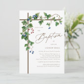 Grapevine Bedekte Woodsy Brown Cross doop Kaart (Staand voorkant)