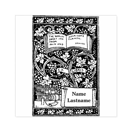  Grapevine & Boeken Ex Libris Sjabloon Rubberstempel (Afrduk)