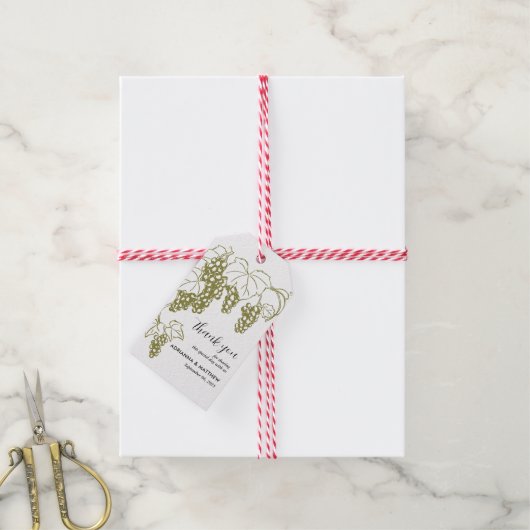 Grapevine Elegant bruiloft Dank u | wijngaard Cadeaulabel (Met Touw)