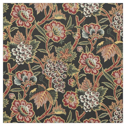 Grapevine & Flowers  Victoriaans Era Pattern Stof (Swatch)